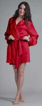 dunkelrot Damen Morgenmantel Seide - dunkelrot