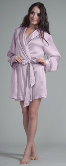 hellviolett Damen Morgenmantel Seide - hellviolett