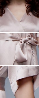 Damen Morgenmantel Seide - khaki