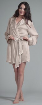 khaki Damen Morgenmantel Seide - khaki