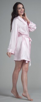 rosa Damen Morgenmantel Seide - rosa