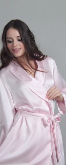 rosa Damen Morgenmantel Seide - rosa