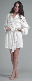 weiß elfenbein Damen Morgenmantel Seide - weiß elfenbein
