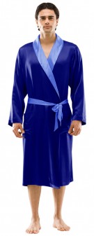 marineblau azurblau Herren Morgenmantel Seide - marineblau azurblau