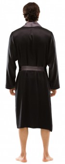 schwarz grau Herren Morgenmantel Seide - schwarz grau