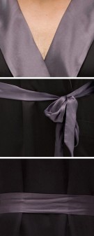 schwarz grau Herren Morgenmantel Seide - schwarz grau