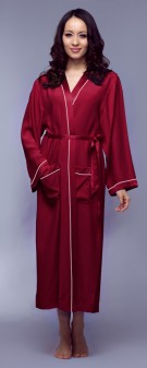 Kimono Seide Damen - weinrot