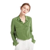 LilySilk Seidenbluse Hemdbluse grün