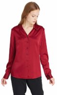 LilySilk Seidenhemd Weinrot