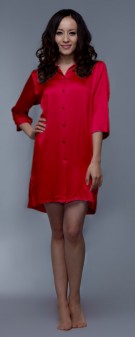 dunkelrot Nachthemd Seide Damen - dunkelrot