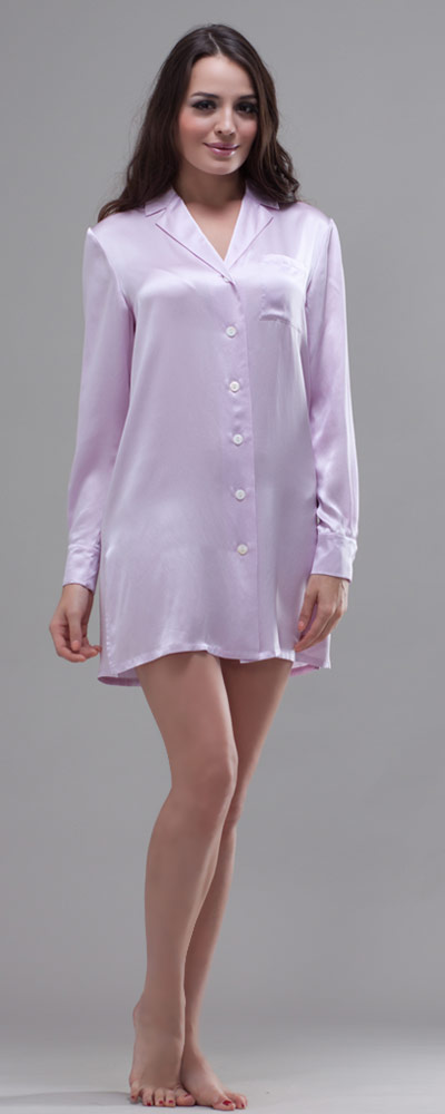 Langarm Nachthemd in Hellviolett