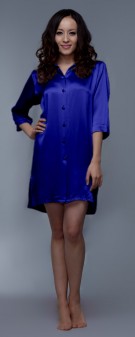 marineblau Nachthemd Seide Damen - marineblau