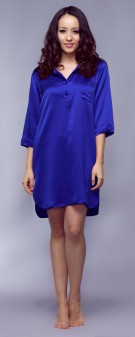 Nachthemd Seide Damen - marineblau