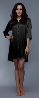 schwarz Nachthemd Seide Damen - schwarz