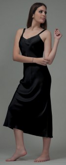 Nachthemd Seide Damen - schwarz