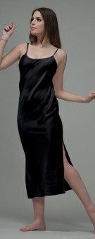 schwarz Nachthemd Seide Damen - schwarz