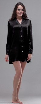 schwarz Nachthemd Seide Damen - schwarz