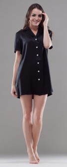 schwarz Nachthemd Seide Damen - schwarz