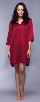 Nachthemd Seide Damen - weinrot