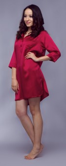 Nachthemd Seide Damen - weinrot