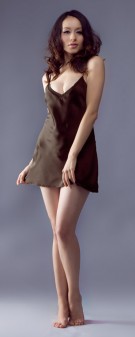 braun Neglige Seide Damen - braun