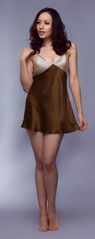 braun khaki Neglige Seide Damen - braun khaki