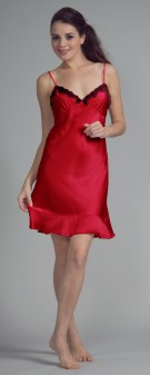 dunkelrot Neglige Seide Damen - dunkelrot