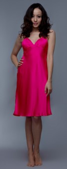 Neglige Seide Damen - rosenrot