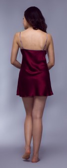 rot grau Neglige Seide Damen - rot grau