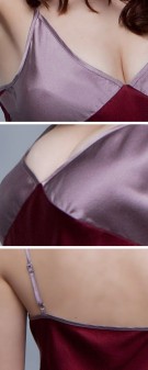 rot grau Neglige Seide Damen - rot grau