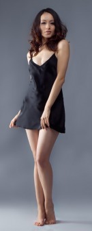 schwarz Neglige Seide Damen - schwarz