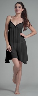 schwarz Neglige Seide Damen - schwarz