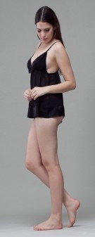 schwarz Neglige Seide Damen - schwarz