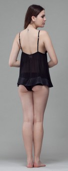 schwarz Neglige Seide Damen - schwarz