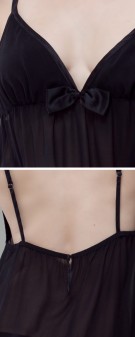 schwarz Neglige Seide Damen - schwarz