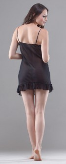 schwarz Neglige Seide Damen - schwarz