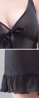 schwarz Neglige Seide Damen - schwarz