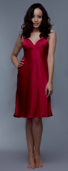 Neglige Seide Damen - weinrot