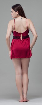 Neglige Seide Damen - weinrot