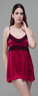 Neglige Seide Damen - weinrot
