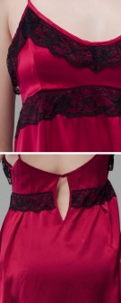 Neglige Seide Damen - weinrot