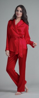 dunkelrot Seiden Pyjama Damen - dunkelrot