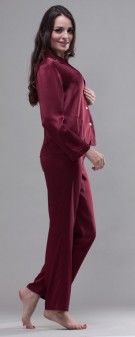 dunkelrot Seiden Pyjama Damen - dunkelrot