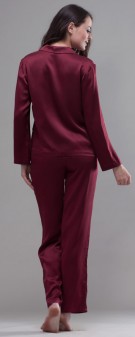 dunkelrot Seiden Pyjama Damen - dunkelrot