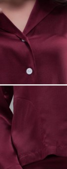 dunkelrot Seiden Pyjama Damen - dunkelrot