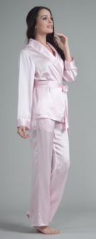 rosa Seiden Pyjama Damen - rosa