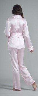 rosa Seiden Pyjama Damen - rosa