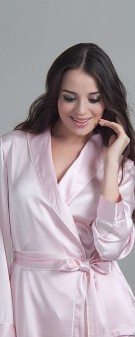 rosa Seiden Pyjama Damen - rosa