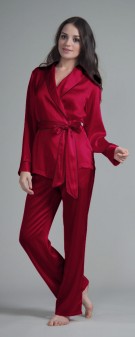 weinrot Seiden Pyjama Damen - weinrot