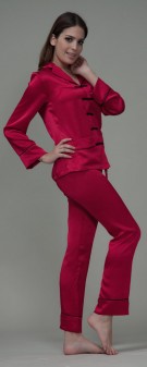 weinrot Seiden Pyjama Damen - weinrot